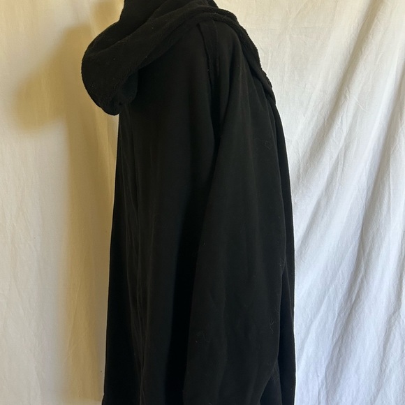 Women's Black Hooded Cape Jacket - Picture 3 of 5